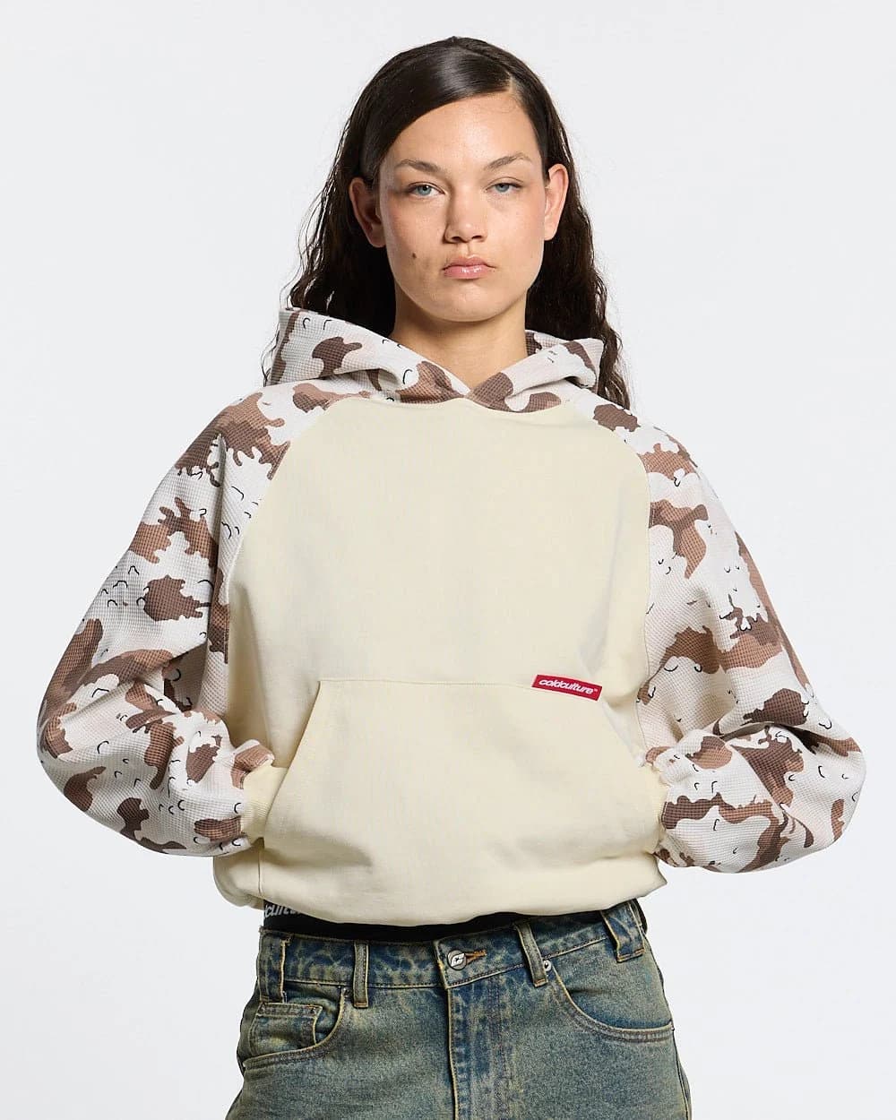 CHIPPED WAFFLE HOODIE BEIGE 5
