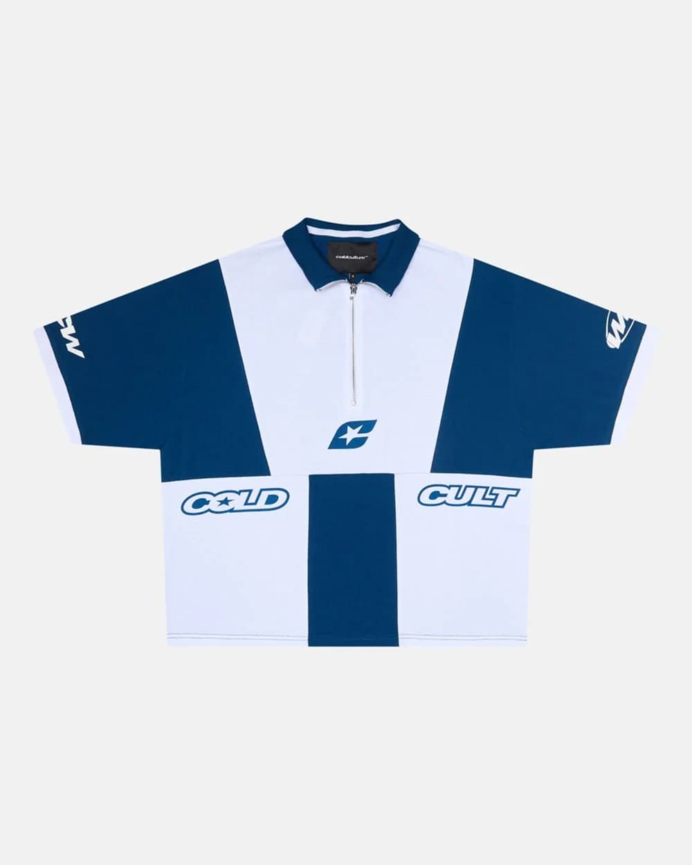 PANELS POLO TEE WHITE AND BLUE by COLD CULTURE
