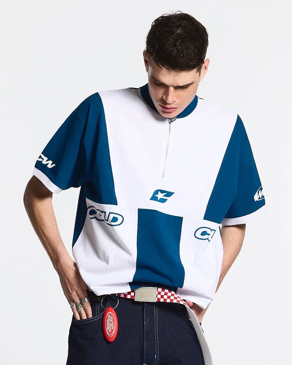 PANELS POLO TEE WHITE AND BLUE 2