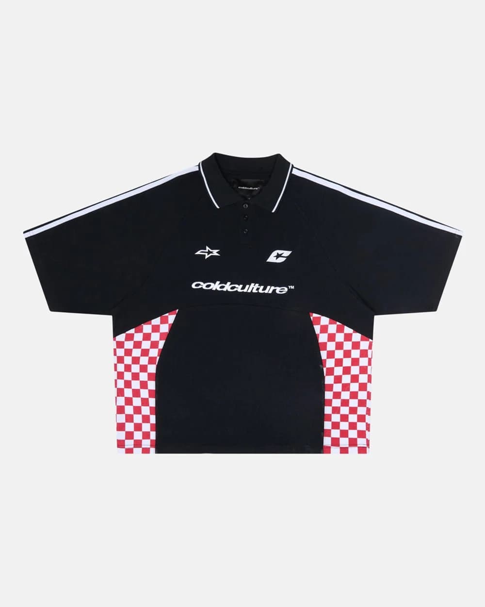 RED CHESS POLO TSHIRT BLACK by COLD CULTURE