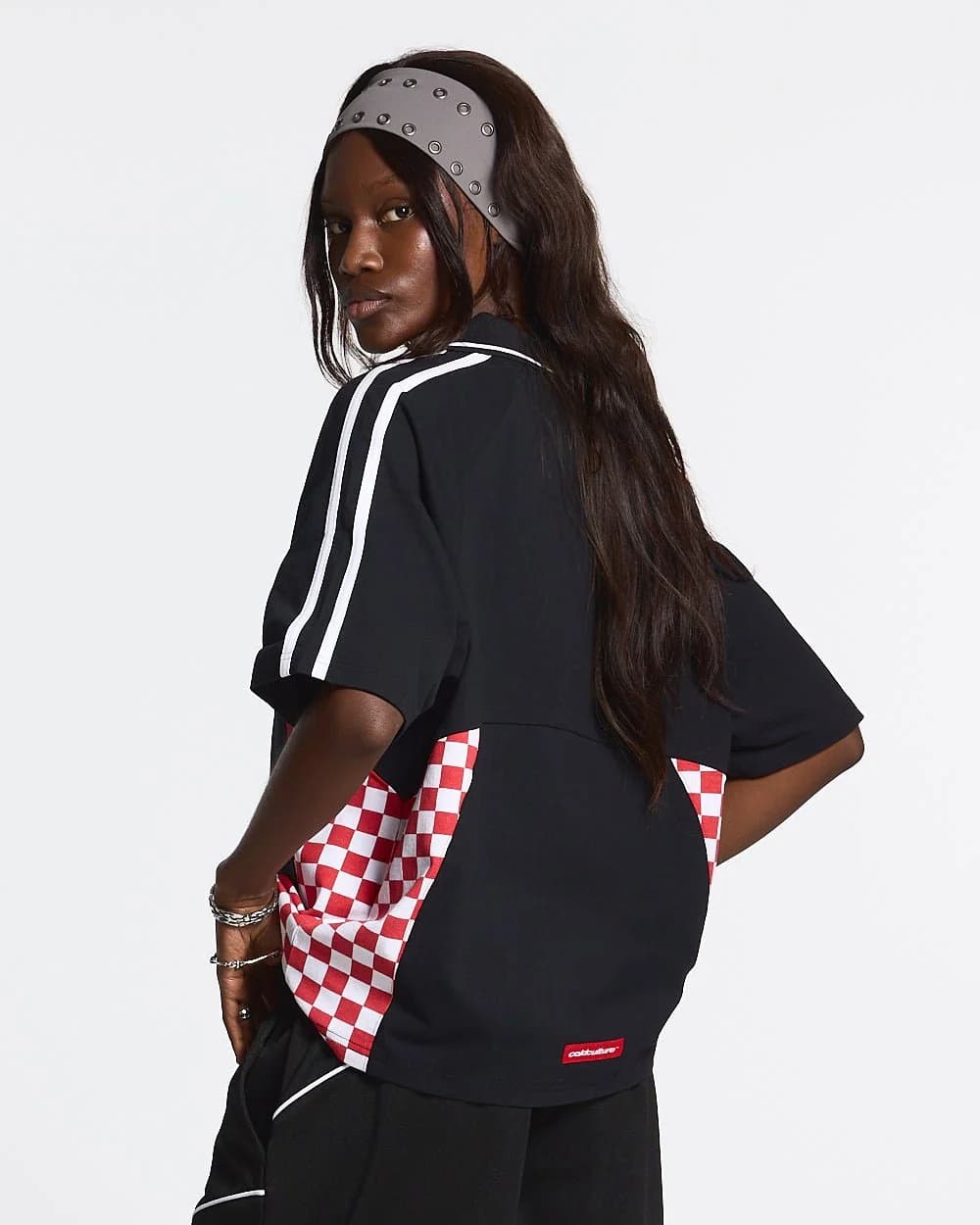 RED CHESS POLO TSHIRT BLACK 6