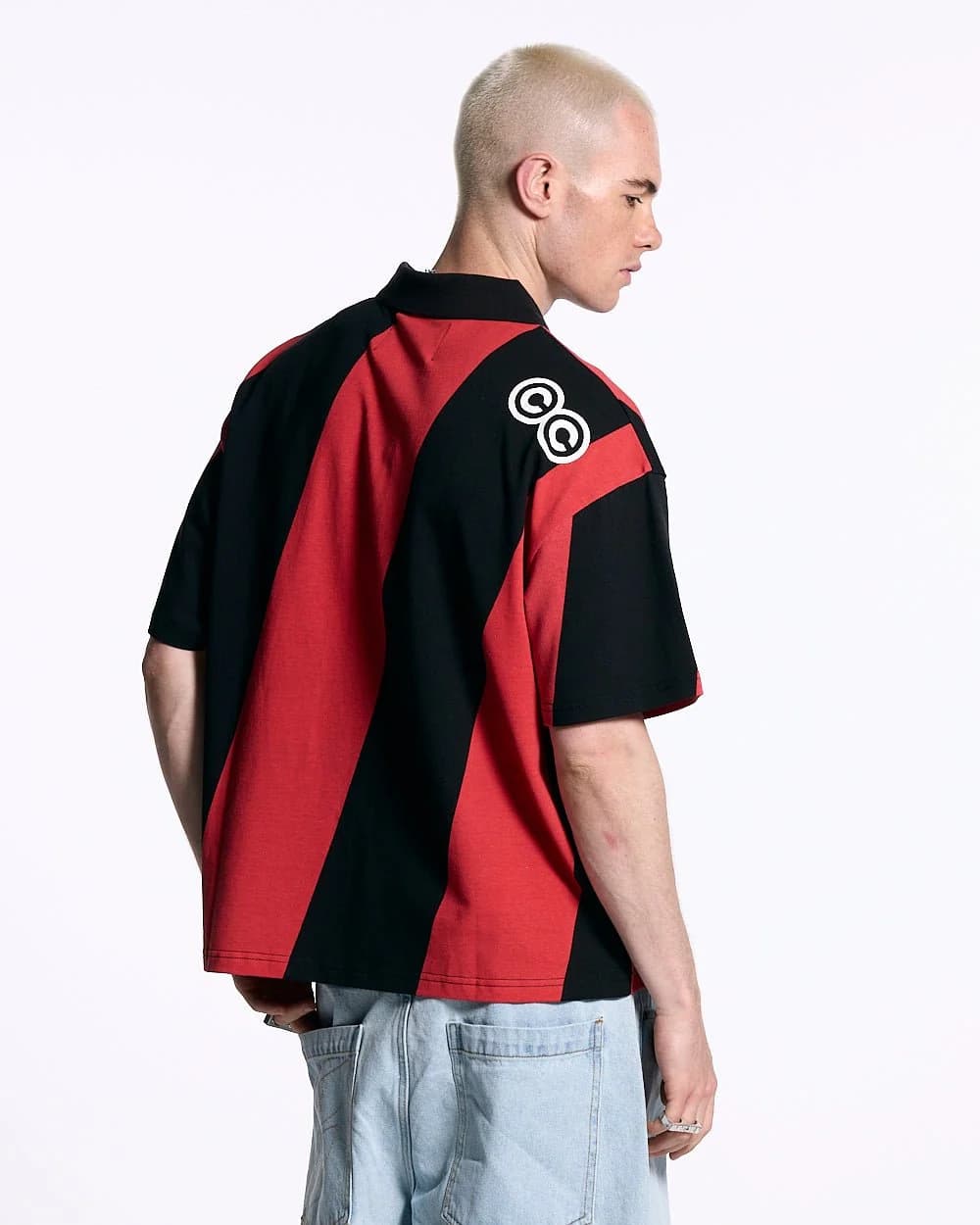 ASLANT STRIPES POLO TEE BLACK AND RED 4