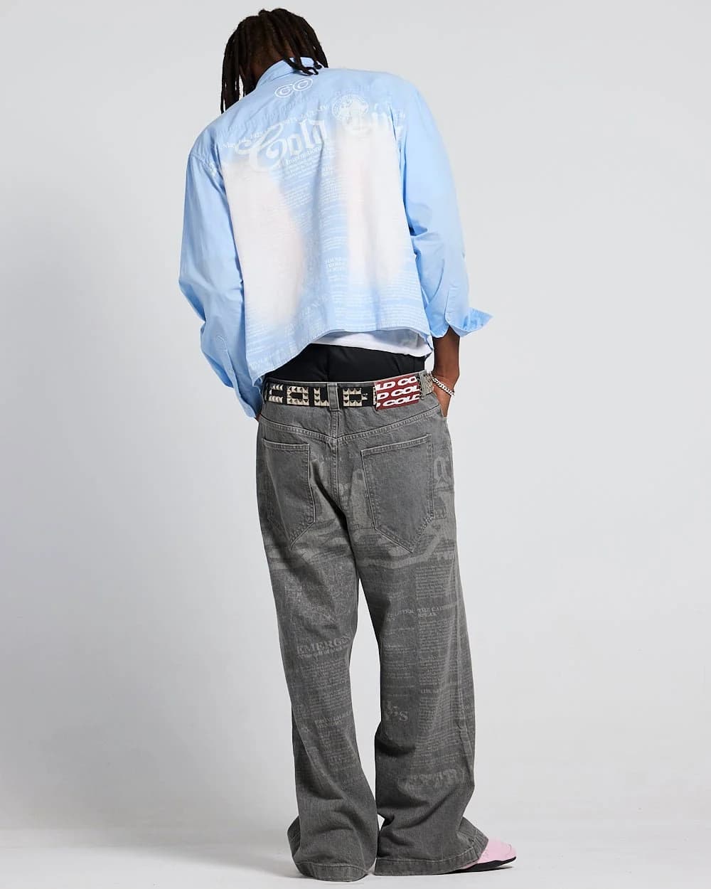 NEWSPAPER LONGSLEEVE SHIRT BABY BLUE by COLD CULTURE