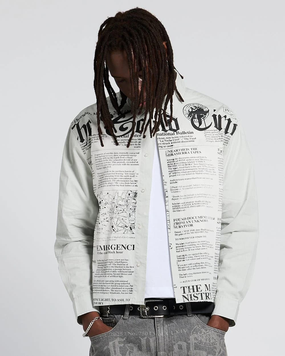 NEWSPAPER LONGSLEEVE SHIRT WHITE 2