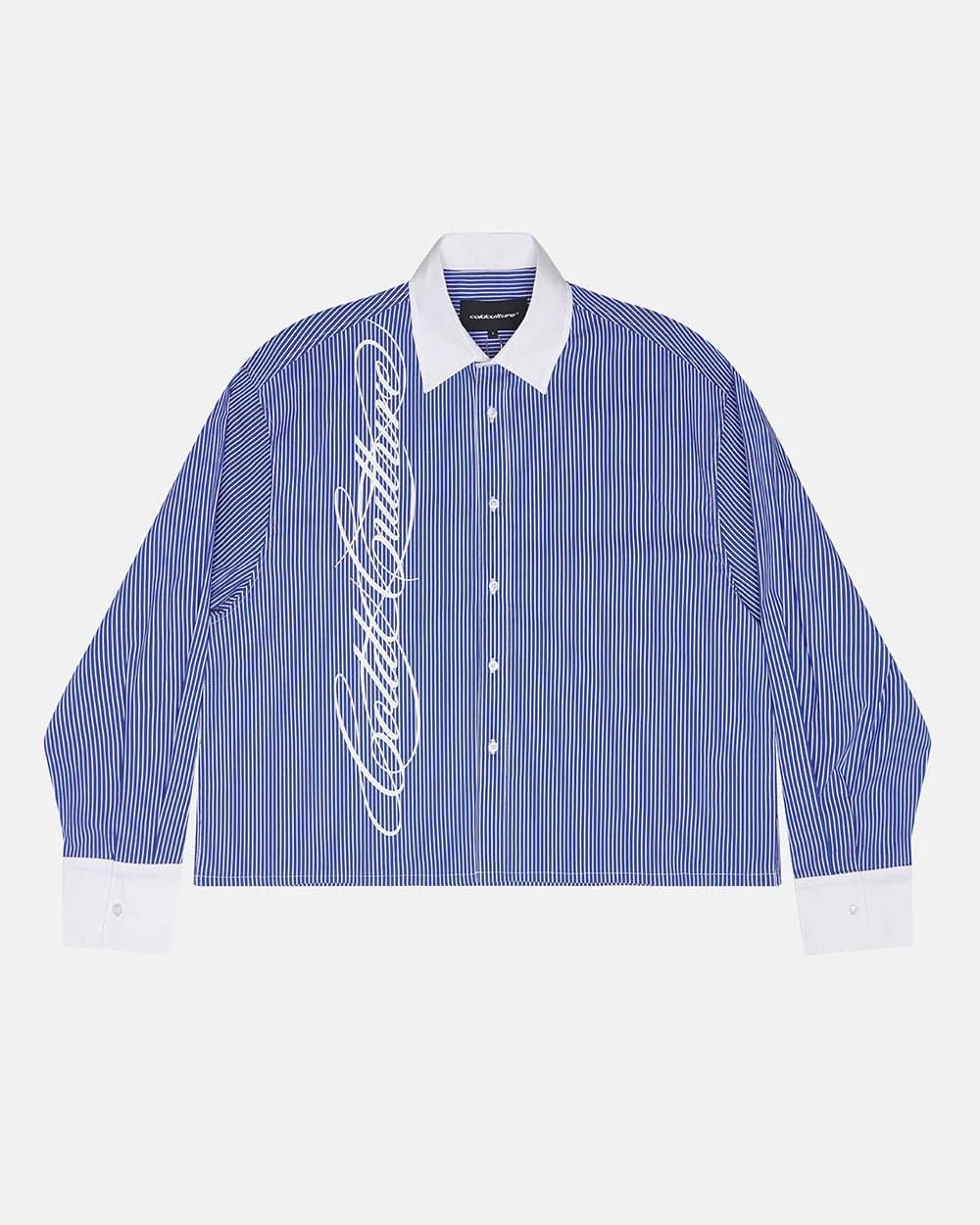 SCRIPT SHIRT BLUE & WHITE by COLD CULTURE