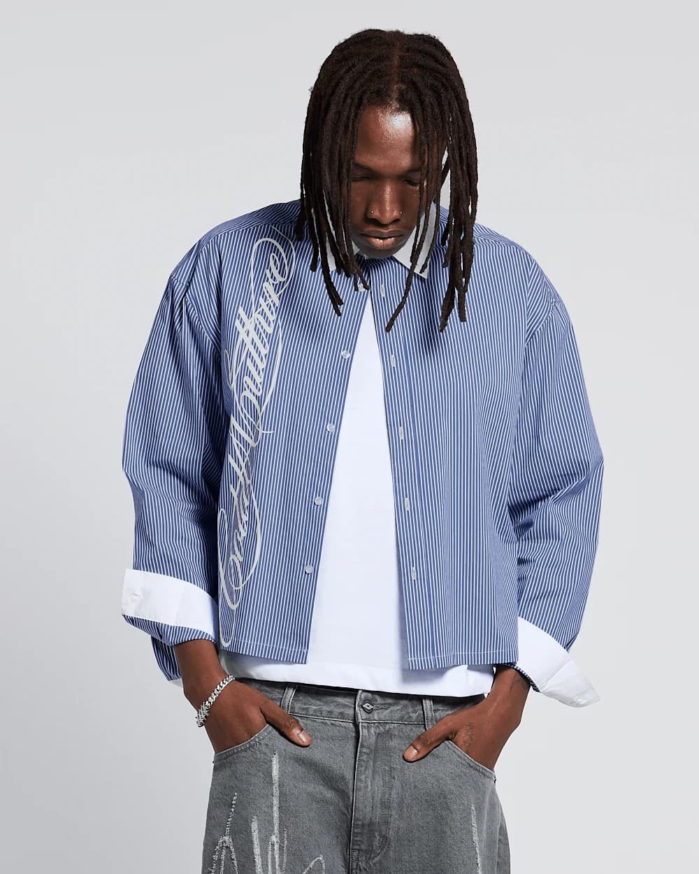 SCRIPT SHIRT BLUE & WHITE 2