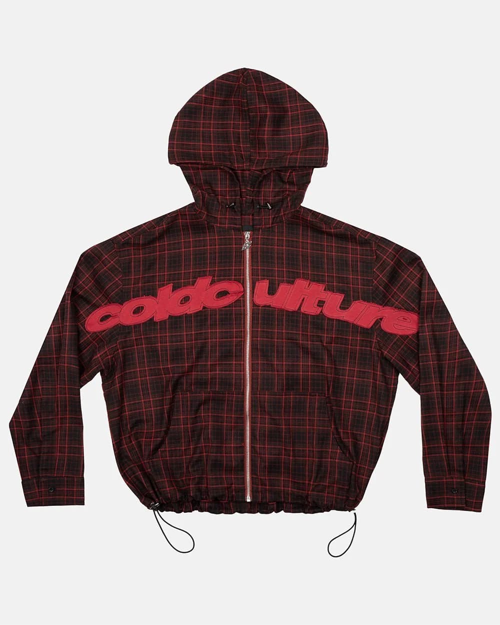 MEMPHIS HOODED SHIRT RED & BLACK TARTAN by COLD CULTURE