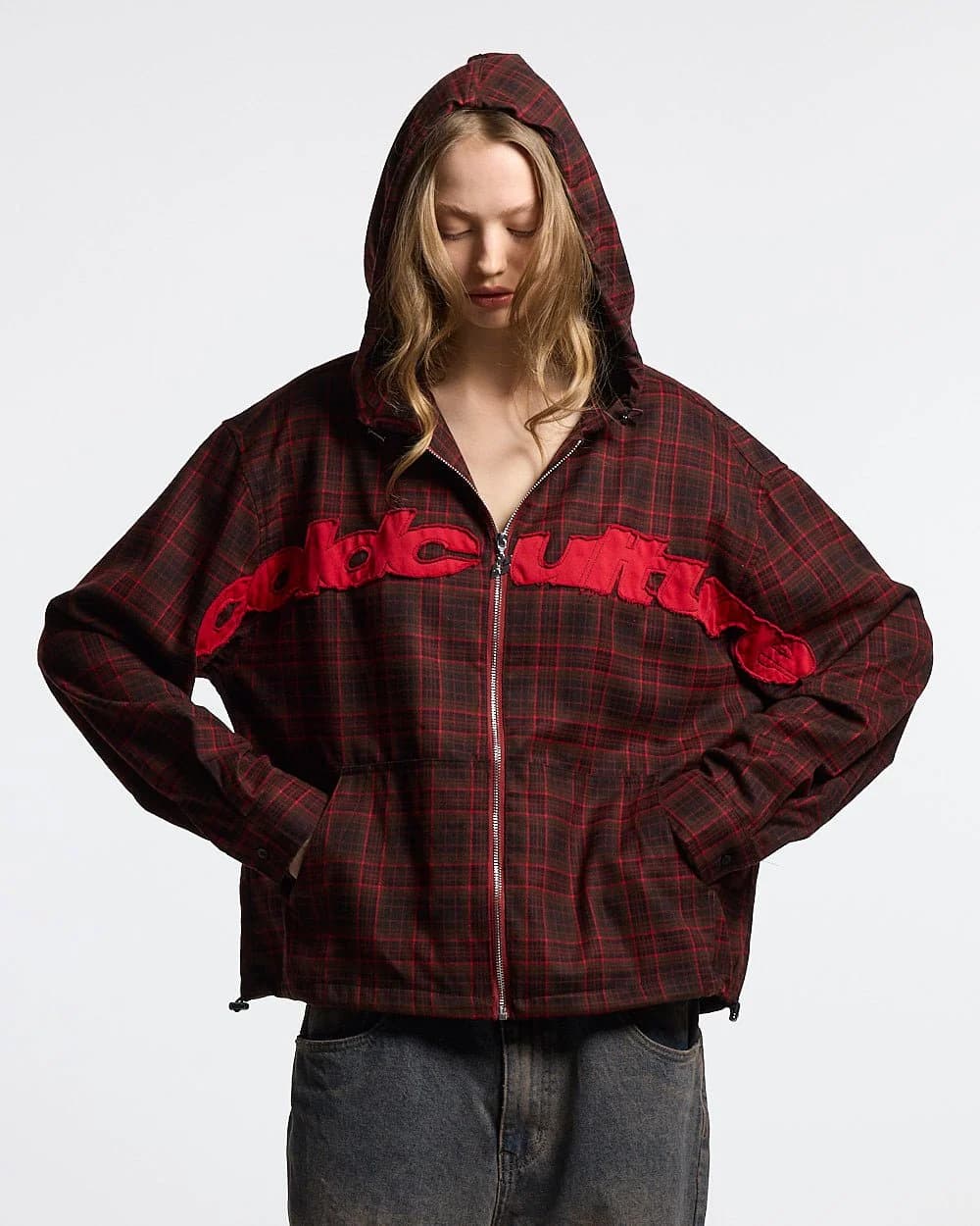 MEMPHIS HOODED SHIRT RED & BLACK TARTAN by COLD CULTURE