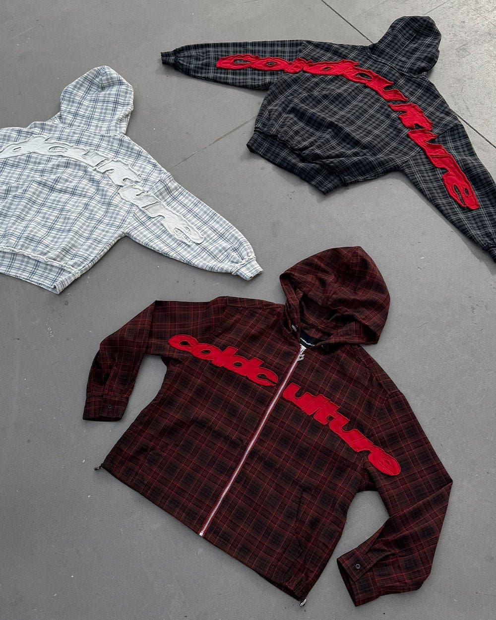 MEMPHIS HOODED SHIRT RED & BLACK TARTAN by COLD CULTURE