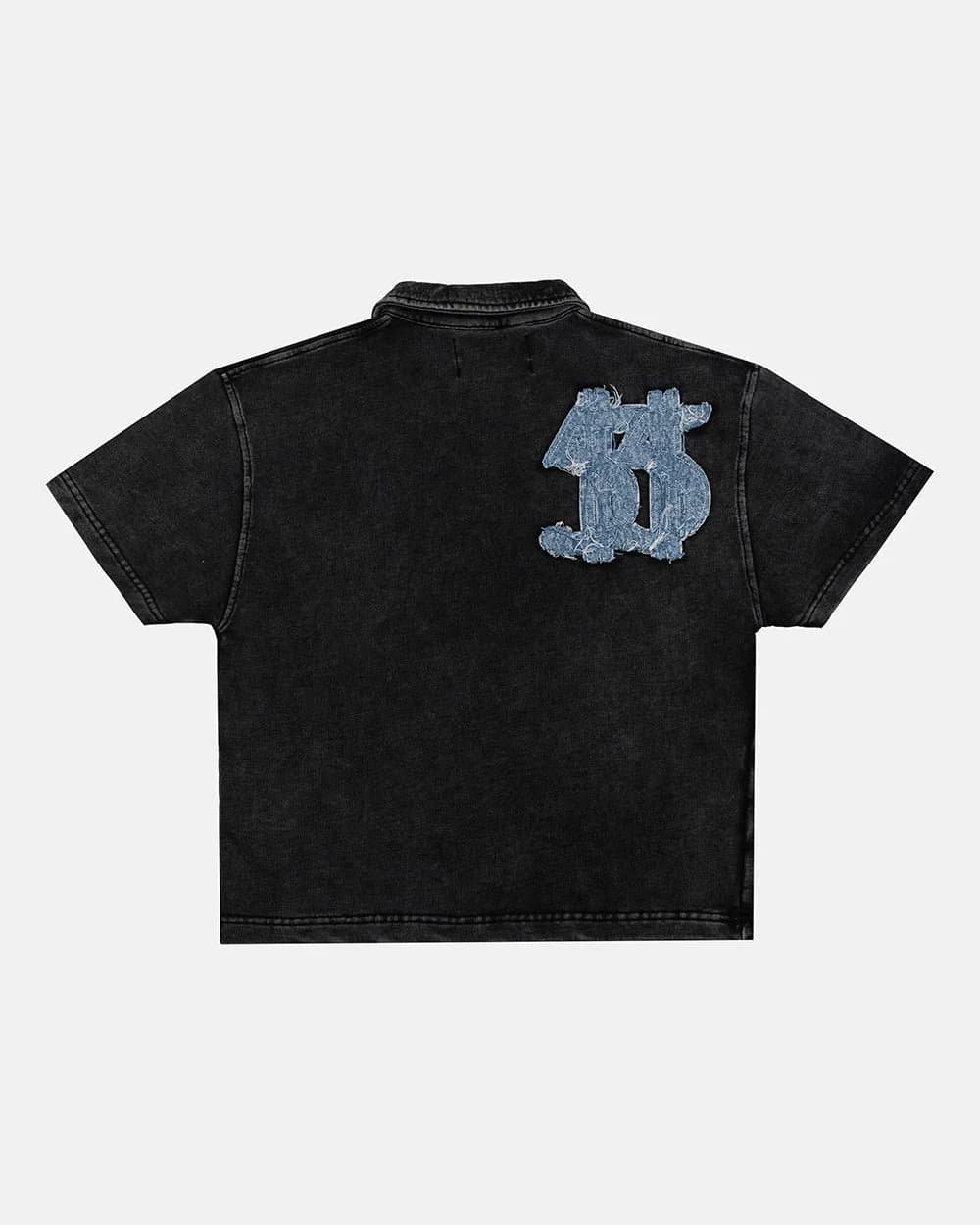 DISTRESSED DOLLAR POLO BLACK 3