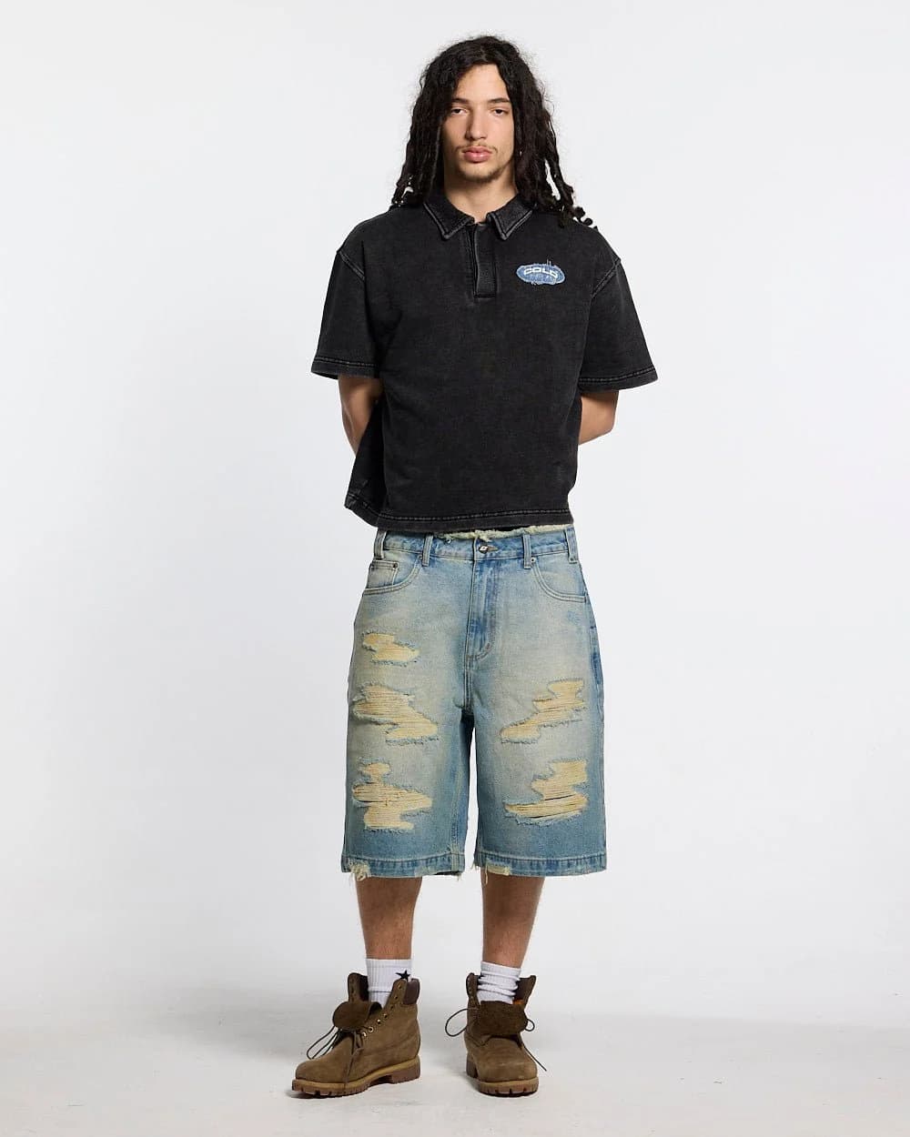 DISTRESSED DOLLAR POLO BLACK 6