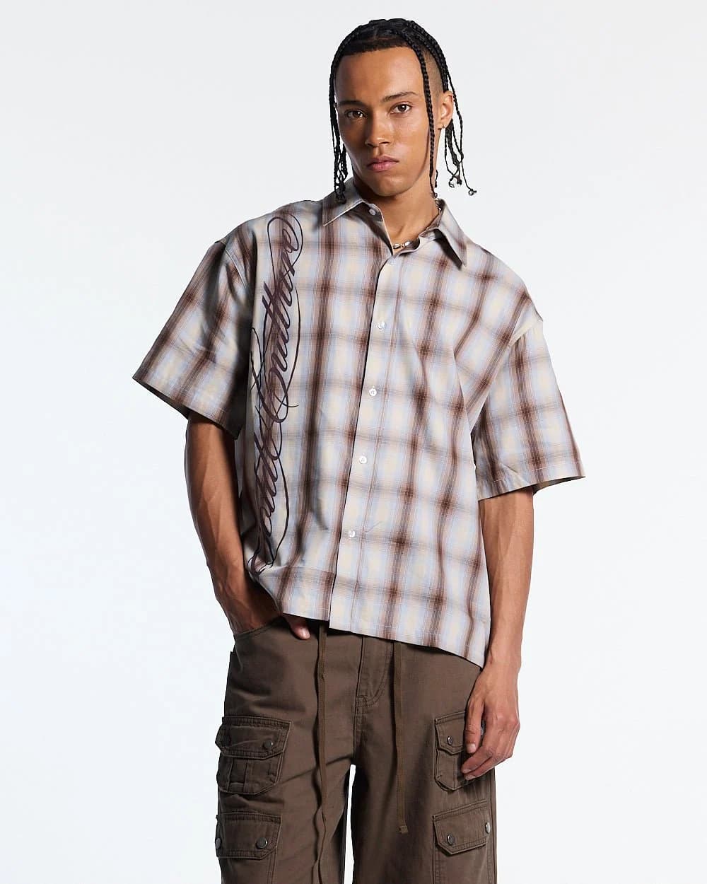 OFFICE SCRIPT SHIRT BEIGE 2