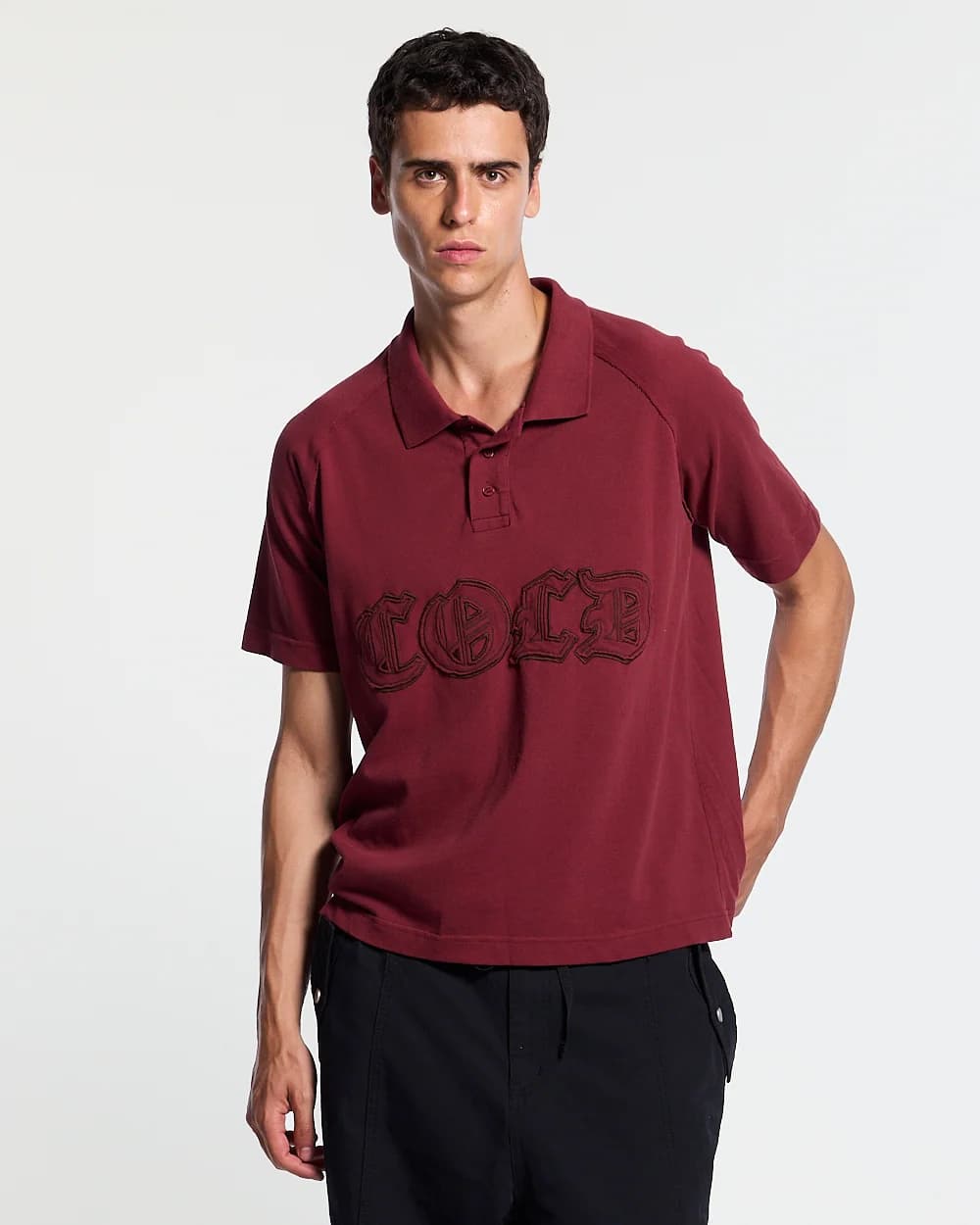 GOTHIC DISTRESSED POLO BURGUNDY 2