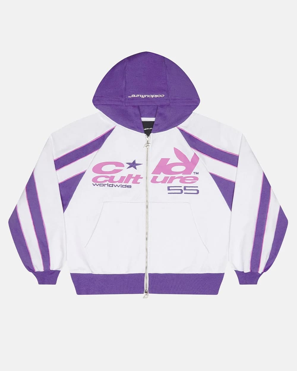 TEASE ME ZIP HOODIE WHITE & PURPLE by COLD CULTURE