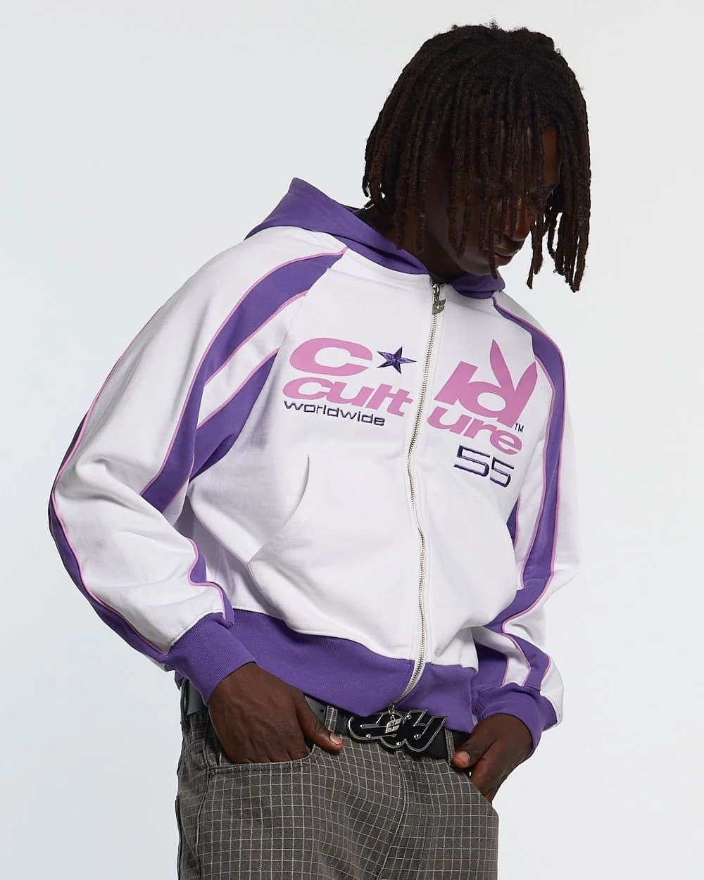TEASE ME ZIP HOODIE WHITE & PURPLE 2