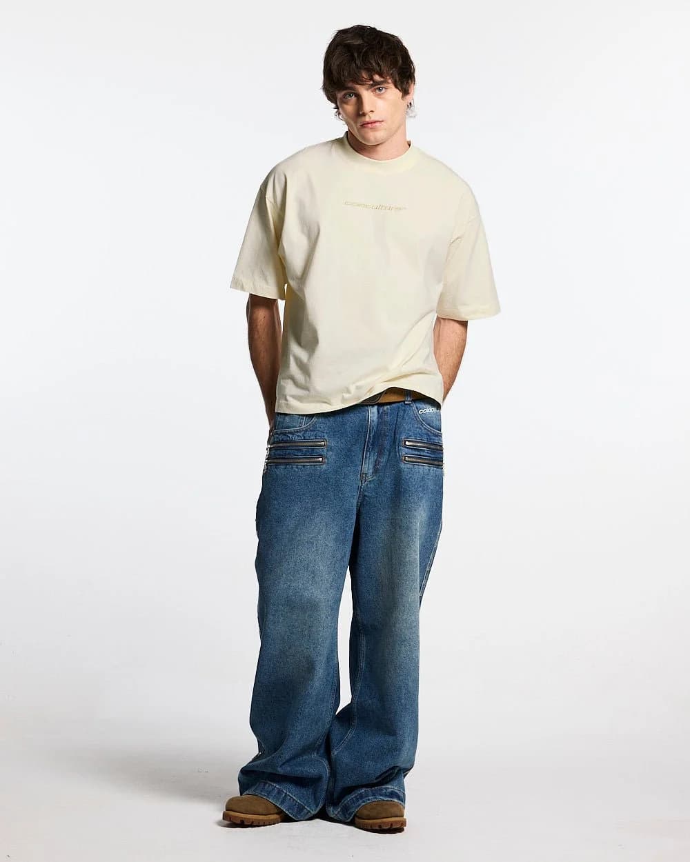 DISTRESS CURVED TEE CREAM 4
