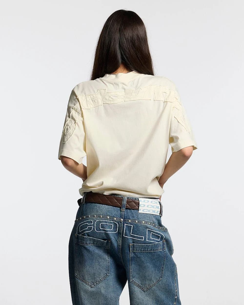 DISTRESS CURVED TEE CREAM 5