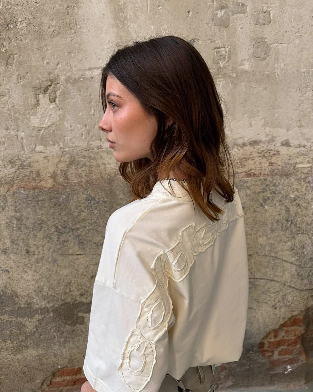 DISTRESS CURVED TEE CREAM 7