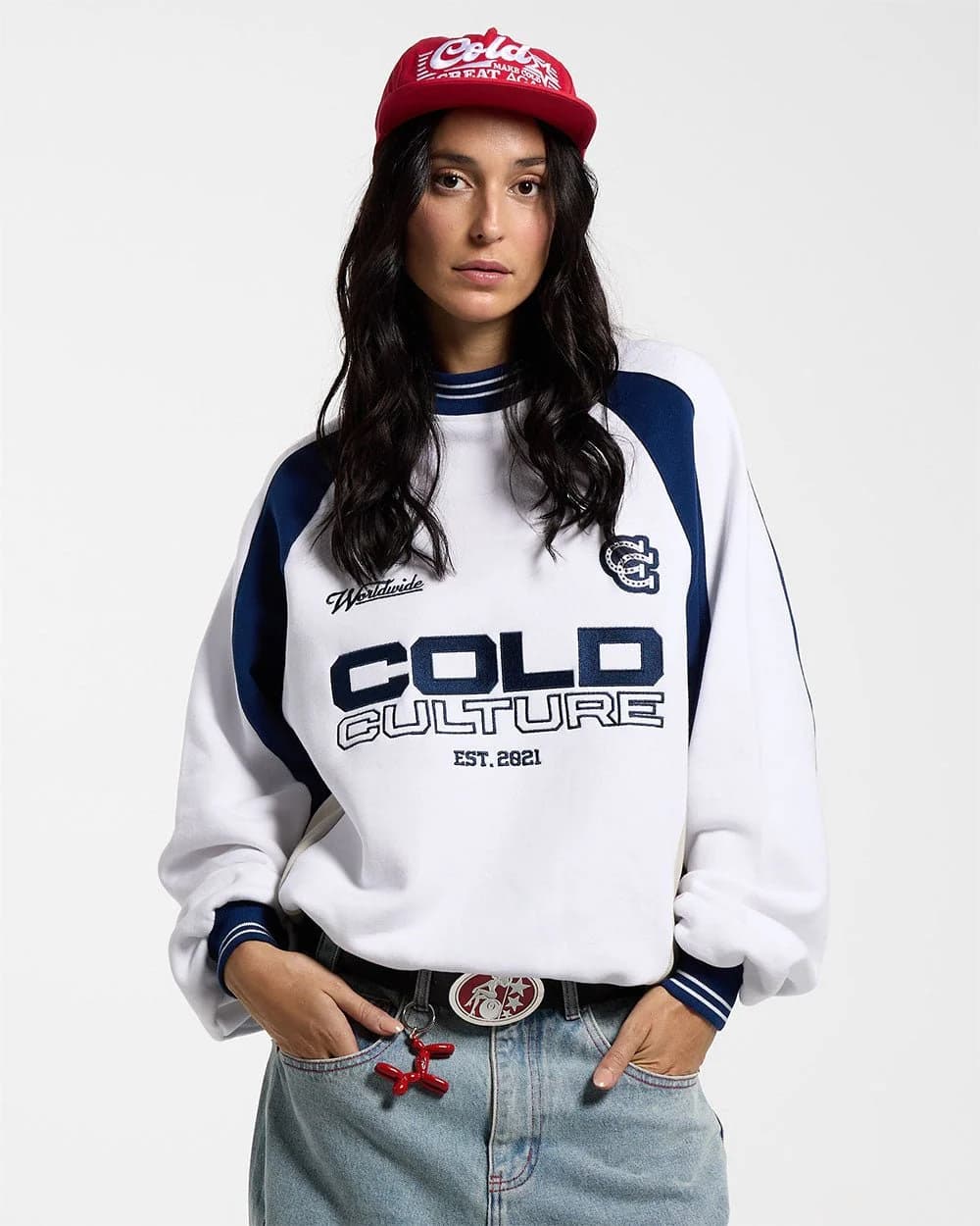 COWBOY VARSITY CREWNECK WHITE/BLUE 5