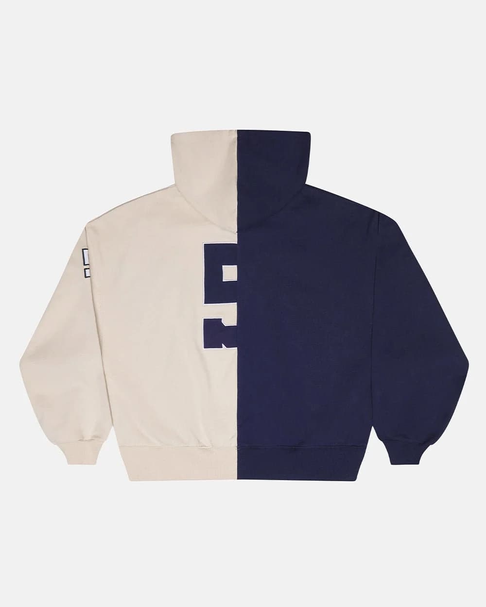 OUTLAW MOOD ZIP HOODIE IVORY GREY & DARK BLUE 3