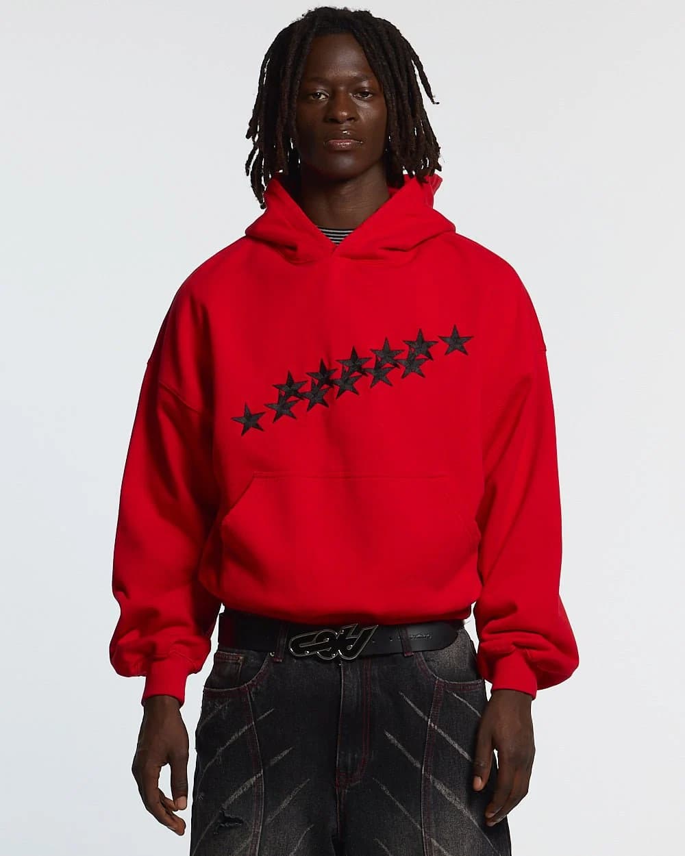 STARS HOODIE RED & BLACK 2