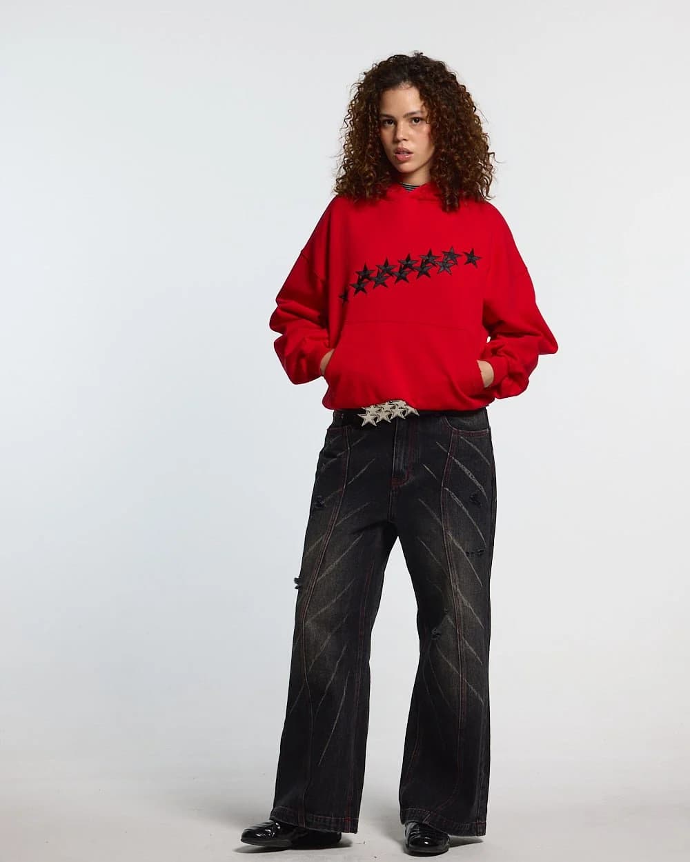 STARS HOODIE RED & BLACK 5