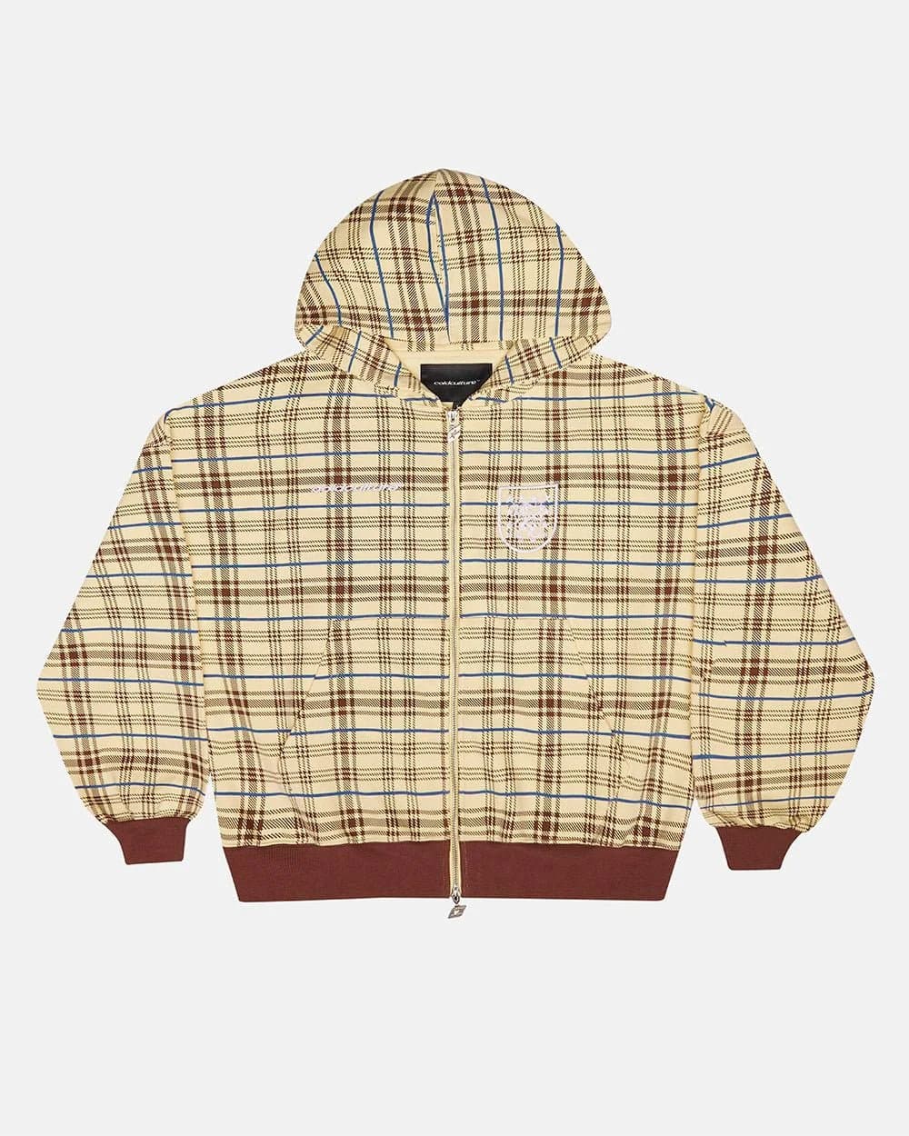GRID ZIP HOODIE YELLOW & BROWN 3