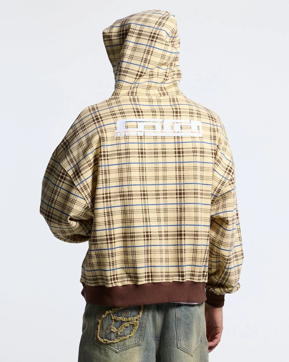 GRID ZIP HOODIE YELLOW & BROWN 4