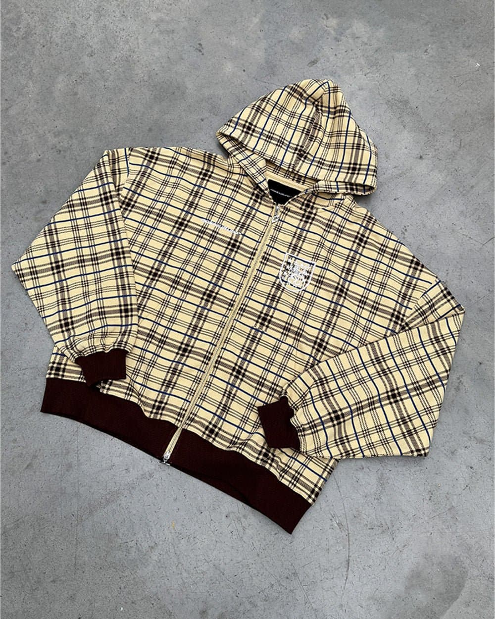 GRID ZIP HOODIE YELLOW & BROWN 9