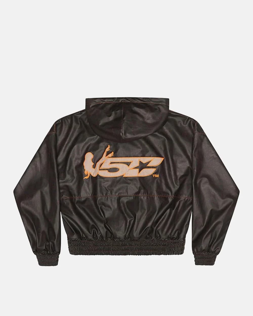 FAUX LEATHER ZIP HOODIE BROWN by COLD CULTURE