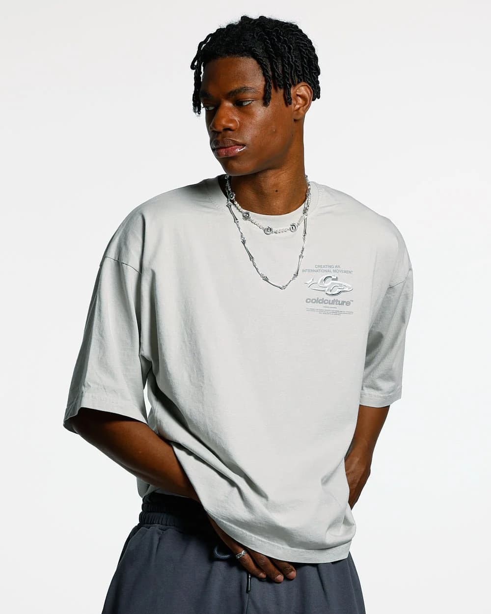 SPARKLY TEE LIGHT GREY by COLD CULTURE