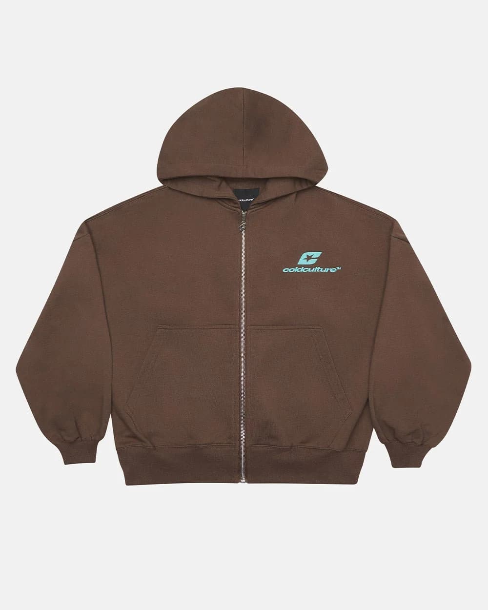 CURVED ZIP HOODIE BROWN & BLUE 3