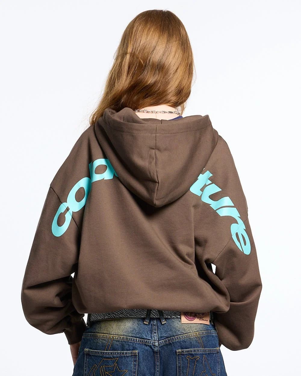 CURVED ZIP HOODIE BROWN & BLUE 6