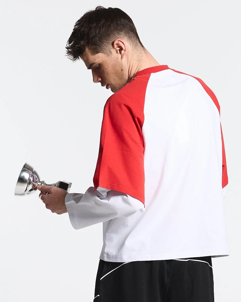 BASEBALL DOUBLE SLEEVE TEE WHITE/RED 4