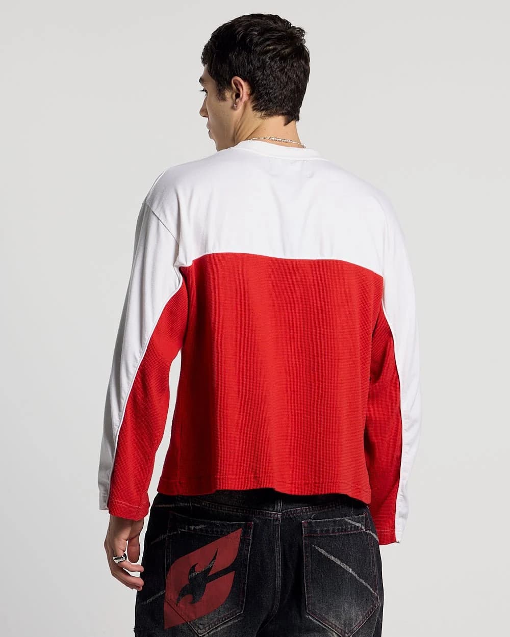 BICOLOR WAFFLE LONGSLEEVE RED & WHITE 4