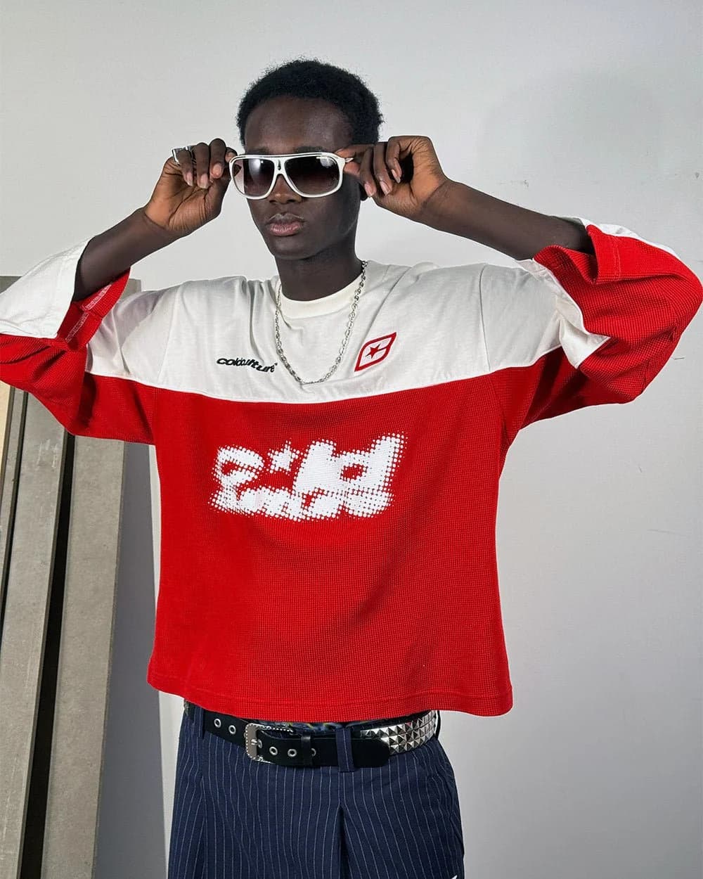 BICOLOR WAFFLE LONGSLEEVE RED & WHITE 7