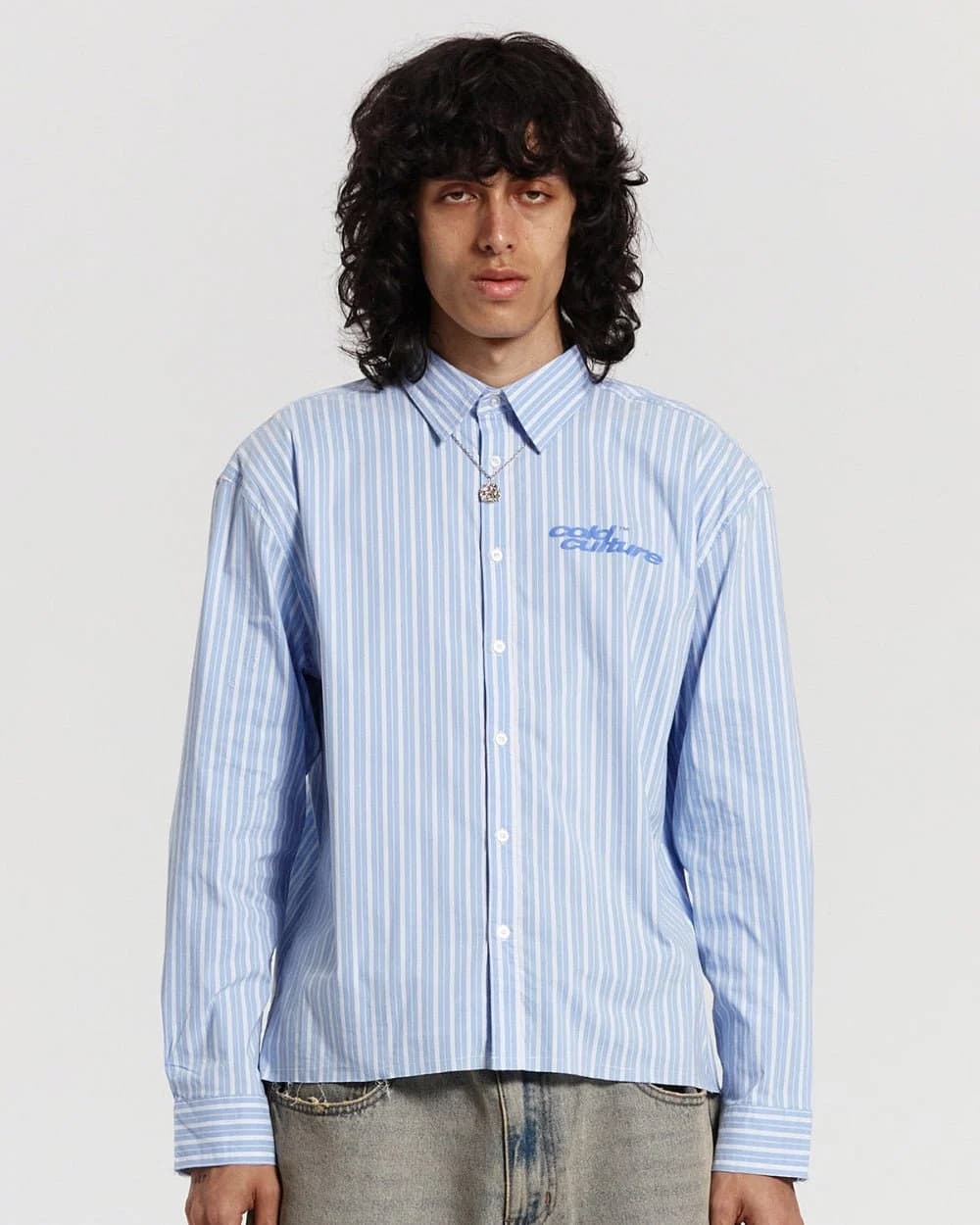 RUNNING HORSE SHIRT BLUE STRIPES 2