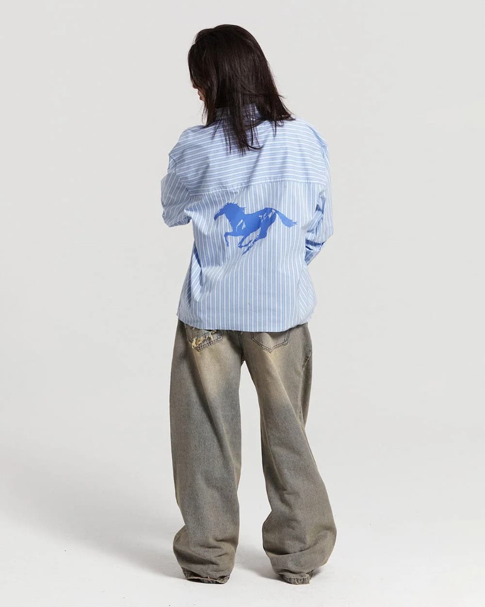 RUNNING HORSE SHIRT BLUE STRIPES 6