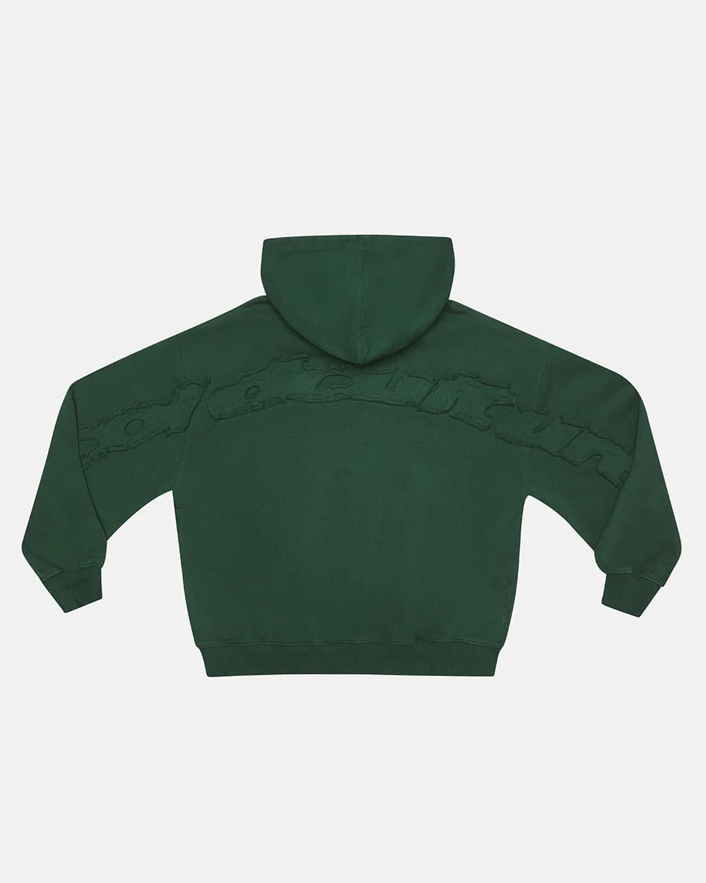 DISTRESS CURVED ZIP HOODIE GREEN by COLD CULTURE
