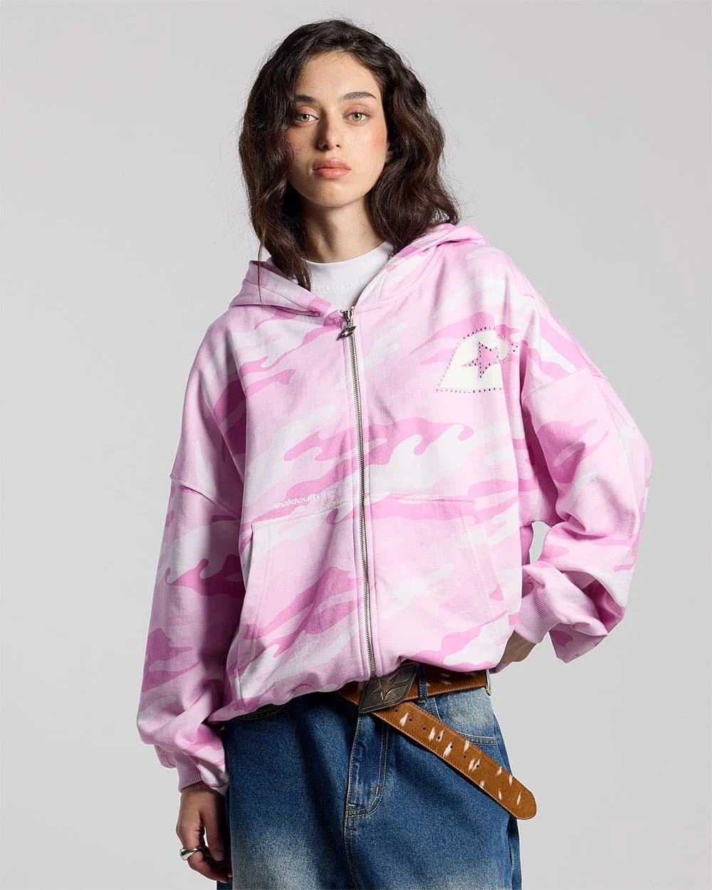 CAMO ZIP HOODIE PINK 5
