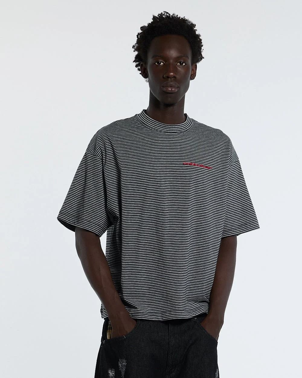SCRIPTED STRIPES TEE BLACK by COLD CULTURE