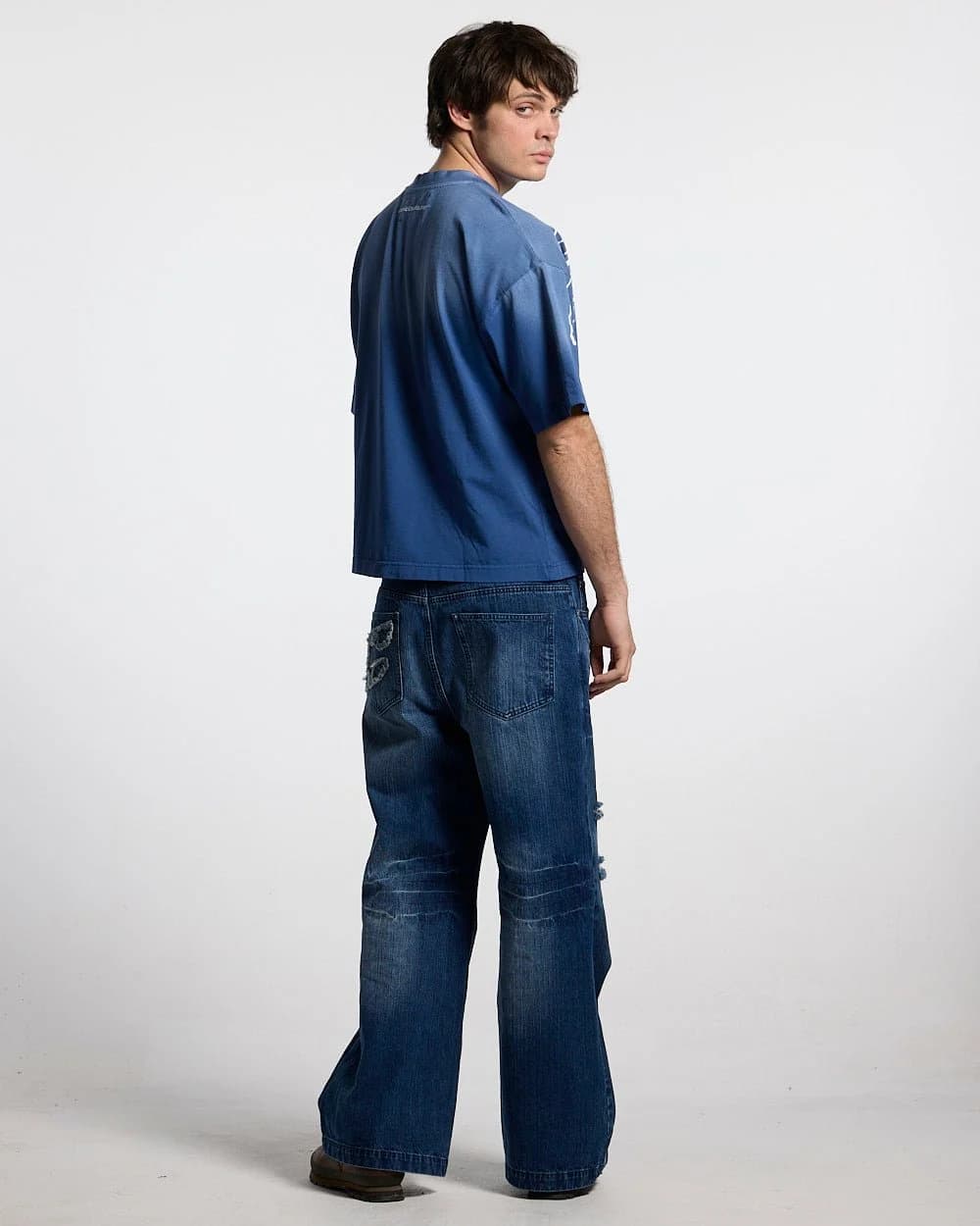 CROSSED SCRIPT TEE BLUE 5