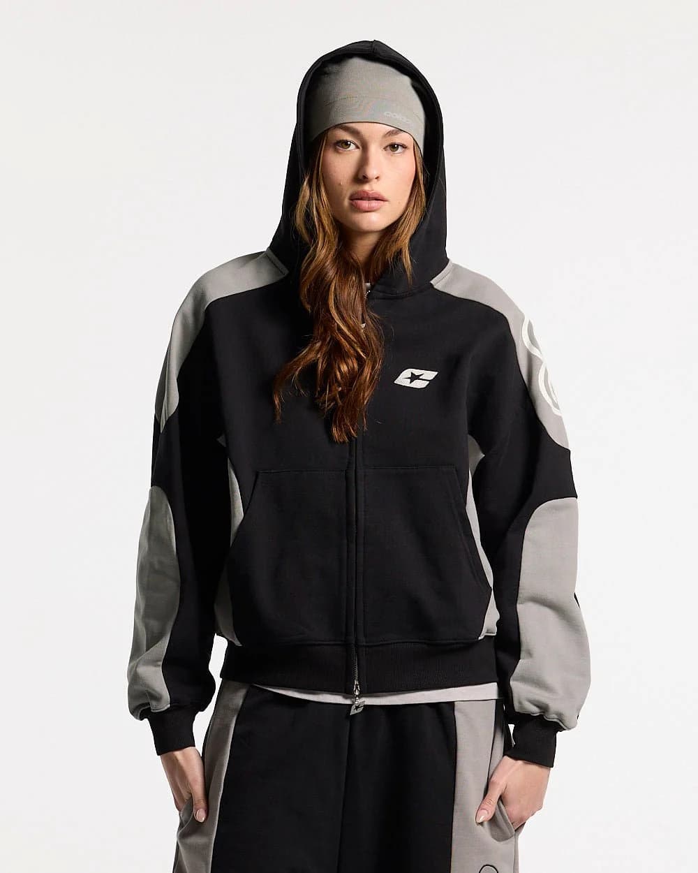 RIDER ZIP HOODIE BLACK & GREY 5