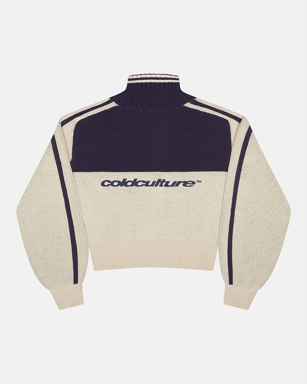 POWERLINE ZIP KNIT BEIGE & DARK BLUE 2