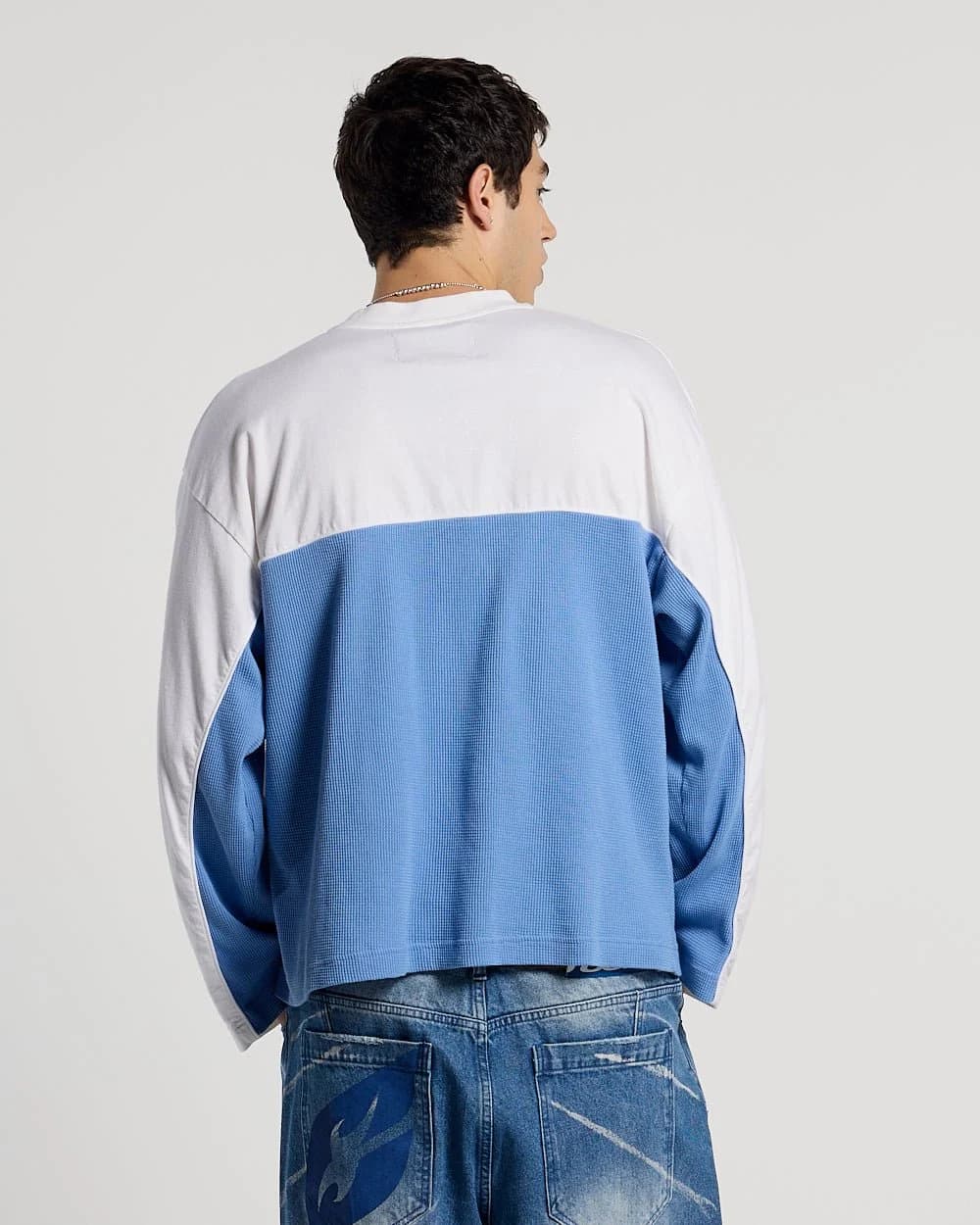BICOLOR WAFFLE LONGSLEEVE BLUE & WHITE by COLD CULTURE