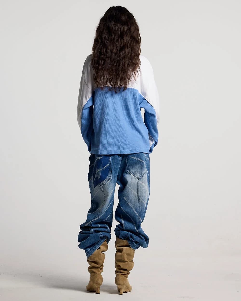 BICOLOR WAFFLE LONGSLEEVE BLUE & WHITE by COLD CULTURE