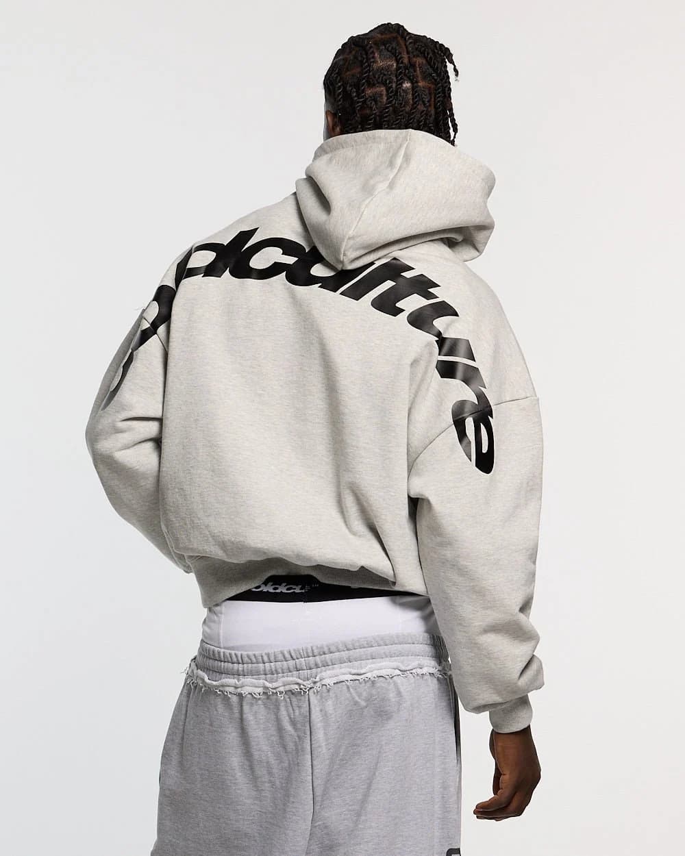 CURVED HOODIE HEATHER GREY 2