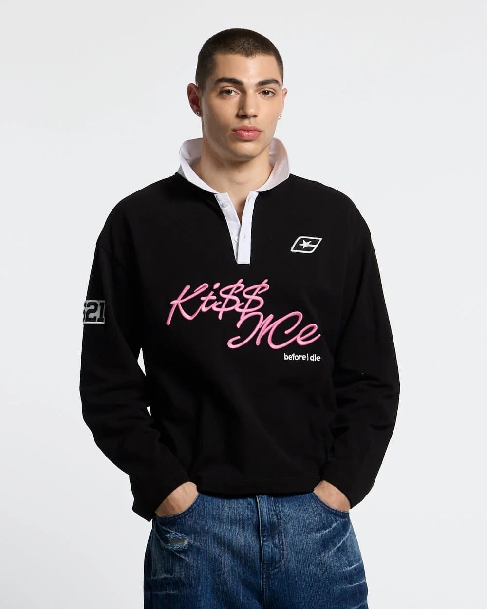 KISS ME POLO BLACK & PINK 2