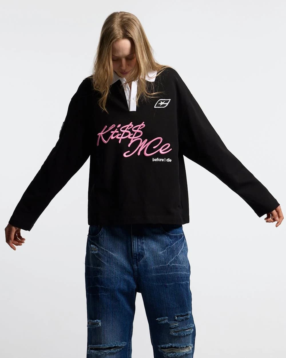 KISS ME POLO BLACK & PINK 5