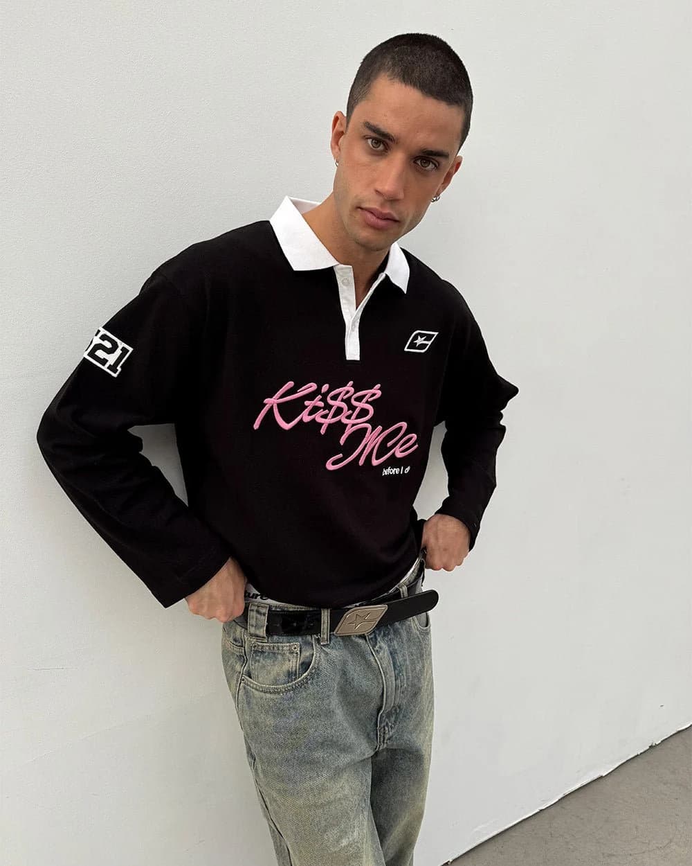 KISS ME POLO BLACK & PINK 7